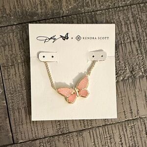 Kendra Scott Pink and Gold Butterfly Pendant